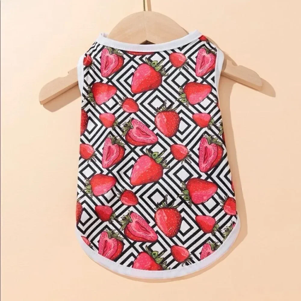 Strawberry Graphic Dog Tank Shirt